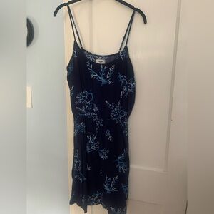 Old Navy Dark Blue Dress with White Coral Pattern L Vacation Sundress Beachy